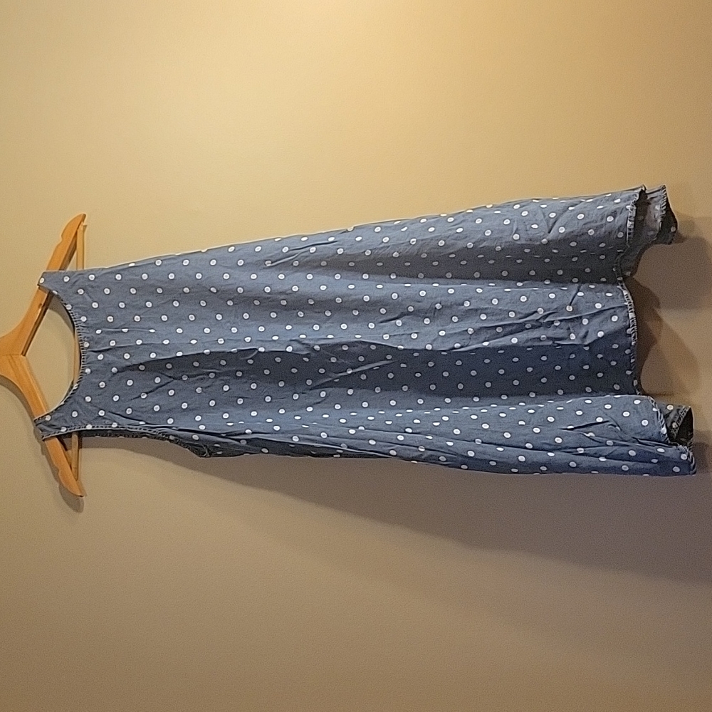 Velvet Heart sleeveless tencel chambray polka dot swing dress with pockets size